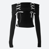 Litlookz Studio Fairy Grunge Off Shoulder Lace Up Top, view 4