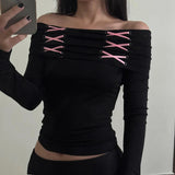 Litlookz Studio Fairy Grunge Off Shoulder Lace Up Top, view 5