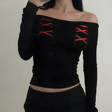 Litlookz Studio Fairy Grunge Off Shoulder Lace Up Top, view 6