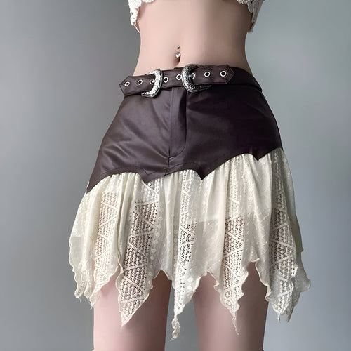 Litlookz Studio Fairy Grunge Patchwork Lace Mini Skirt