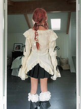 Litlookz Studio Fairy Grunge Ruffled Lace Up Blouse, view 2