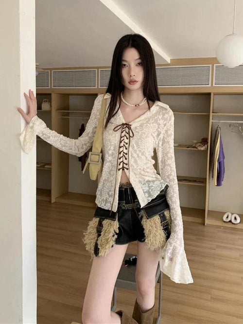 Litlookz Studio Fairy Grunge Transparent Lace Blouse