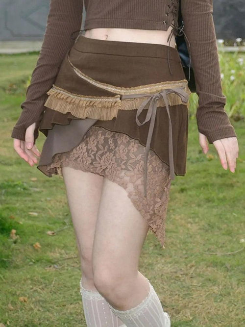 Litlookz Studio Fairycore Patchwork Mini Skirt
