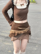 Litlookz Studio Fairycore Patchwork Mini Skirt, view 2