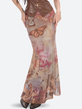 Litlookz Studio Fairycore Butterfly Mesh Maxi Skirt, view 2