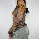 Litlookz Studio Fairycore Floral Mesh Top, view 2
