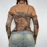 Litlookz Studio Fairycore Floral Mesh Top, view 3