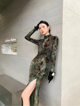 Litlookz Studio Fairycore Floral Slit Qipao Mini Dress, view 4