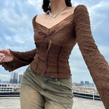 Litlookz Studio Fairycore Lace Detailed Shirred Top, view 2