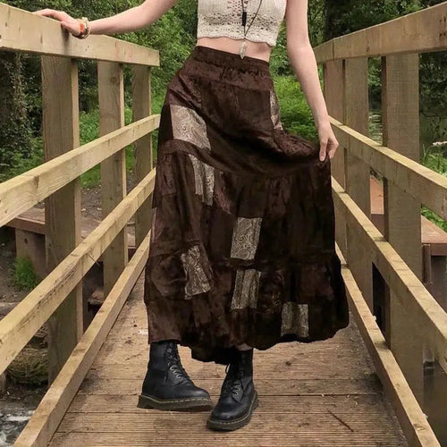 Litlookz Studio Fairycore Patchwork Maxi Skirt