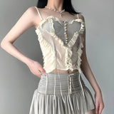 Litlookz Studio Fairycore Ruffled Mesh Corset Top, view 3