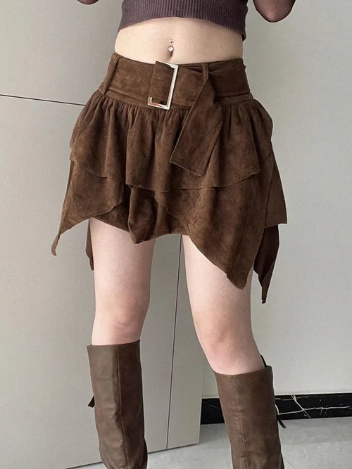 Litlookz Studio Fairycore Suede Mini Skirt