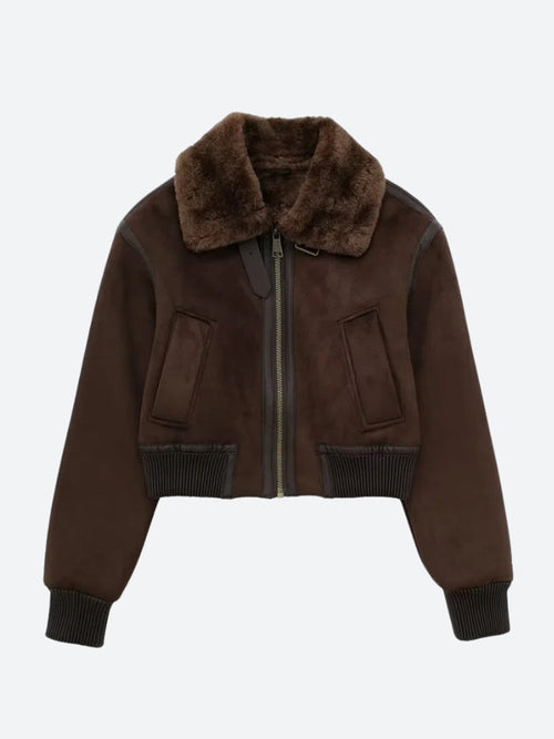 Litlookz Studio Faux Fur Collar Zip-Up Jacket