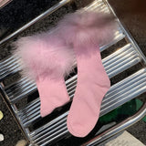 Litlookz Studio Faux Fur Cuff Knee Socks, view 2
