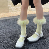 Litlookz Studio Faux Fur Cuff Knee Socks, view 5