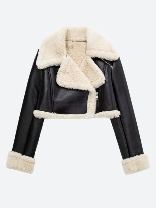Litlookz Studio Faux Fur Lined Biker Jacket