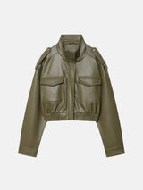 Litlookz Studio Faux Leather Bomber Jacket, view 3