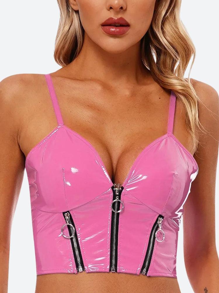 Litlookz Studio Faux Leather Bustier Crop Top