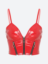 Litlookz Studio Faux Leather Bustier Crop Top, view 3