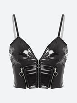 Litlookz Studio Faux Leather Bustier Crop Top, view 4