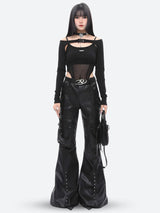 Litlookz Studio Faux Leather Cargo Pants, view 2