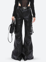 Litlookz Studio Faux Leather Cargo Pants, view 3