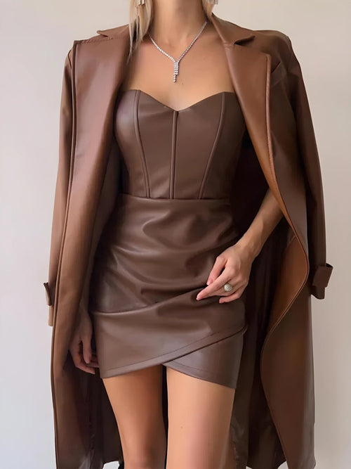 Litlookz Studio Faux Leather Corset Mini Dress