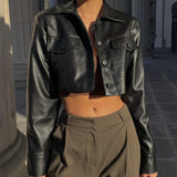 Litlookz Studio Faux Leather Cropped Jacket, view 3