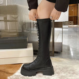 Litlookz Studio Faux Leather Knee High Lace Up Boots, view 4