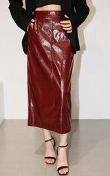 Litlookz Studio Faux Leather Midi Pencil Skirt, view 3