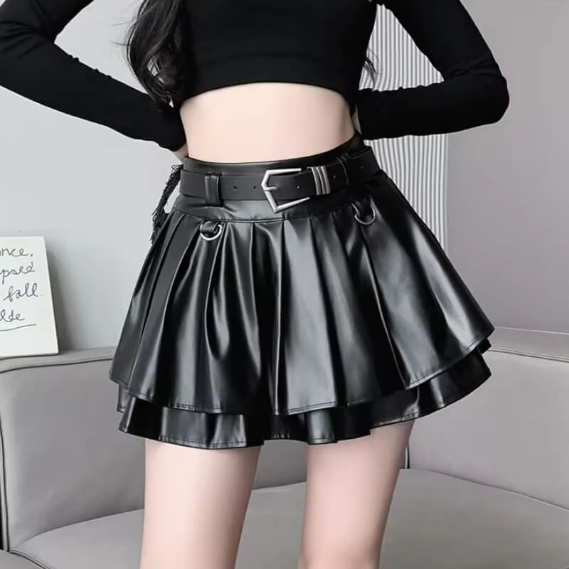 Litlookz Studio Faux Leather Mini Skort