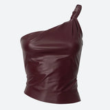 Litlookz Studio Faux Leather One Shoulder Top, view 2