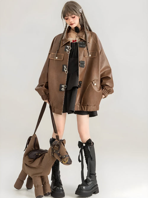 Litlookz Studio Faux Leather Oversized Jacket