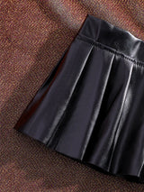 Litlookz Studio Faux Leather Pleated Micro Skirt, view 4