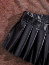 Litlookz Studio Faux Leather Pleated Micro Skirt, view 6
