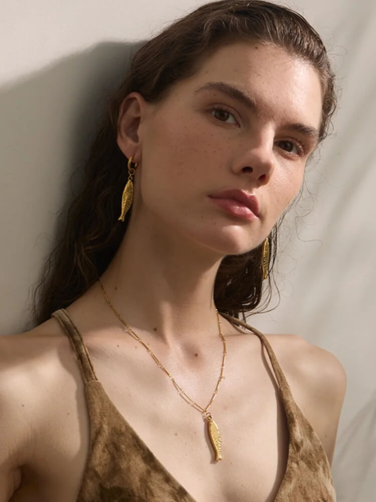 Litlookz Studio Fish Necklace & Earrings Set