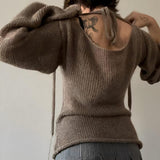 Litlookz Studio Flare Sleeved Knit Backless Top, view 2