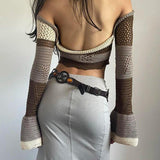 Litlookz Studio Flared Sleeve Crop Crochet Sweater, view 2