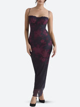 Litlookz Studio Floral Bodycon Lace Up Mesh Maxi Dress, view 2
