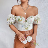 Litlookz Studio Floral Crop Corset Top, view 3