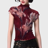 Litlookz Studio Floral Mesh High Neck Top, view 3