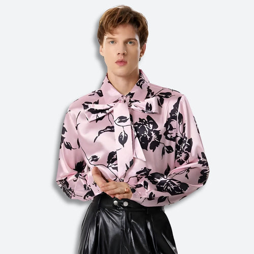 Litlookz Studio Floral Neck Tie Satin Top