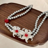 Litlookz Studio Floral Pearl Necklace, view 5