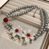 Litlookz Studio Floral Pearl Necklace, view 6