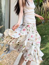 Litlookz Studio Floral Ruffle Midi Skirt, view 2