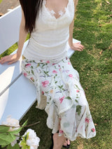 Litlookz Studio Floral Ruffle Midi Skirt, view 3