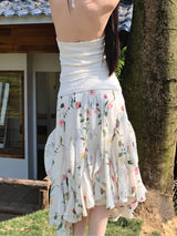 Litlookz Studio Floral Ruffle Midi Skirt, view 4