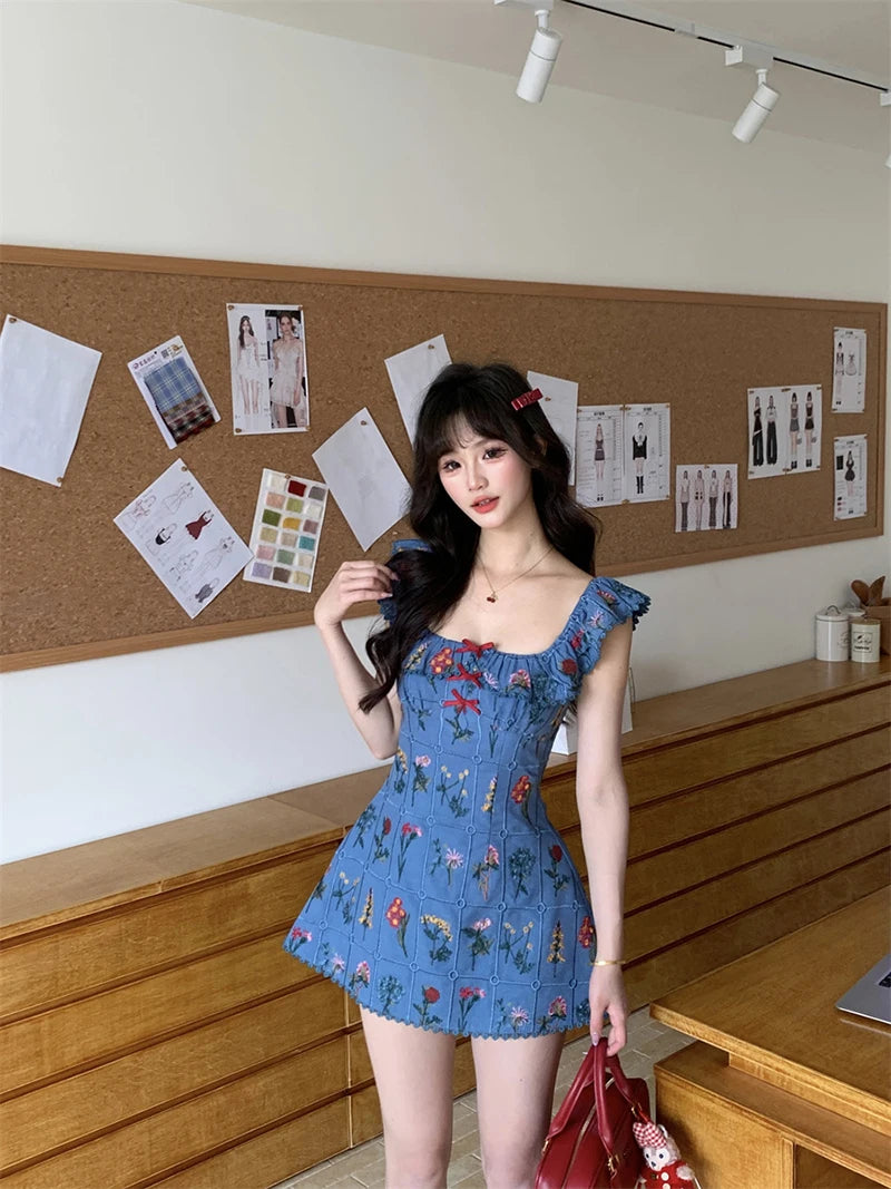 Litlookz Studio Floral Ruffle Strap Mini Dress