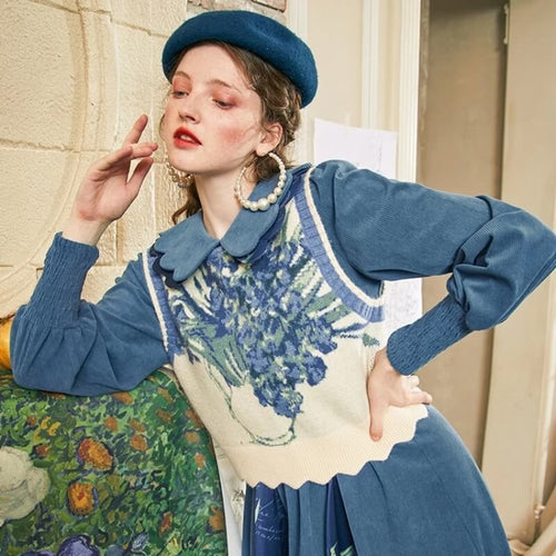 Litlookz Studio Floral Tie Front Knit Vest