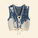 Litlookz Studio Floral Tie Front Knit Vest, view 3